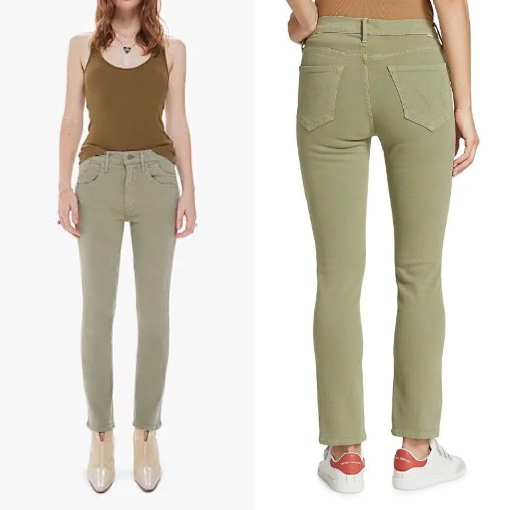 Mother NWT Denim The Stash Mid Rise Dazzler Ankle Jeans In OIG Oil Green Size 23